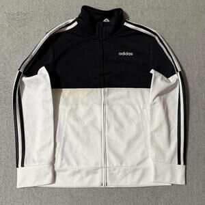 Adidas 3 Stripes Track Jacket Black White Full Zip Youth